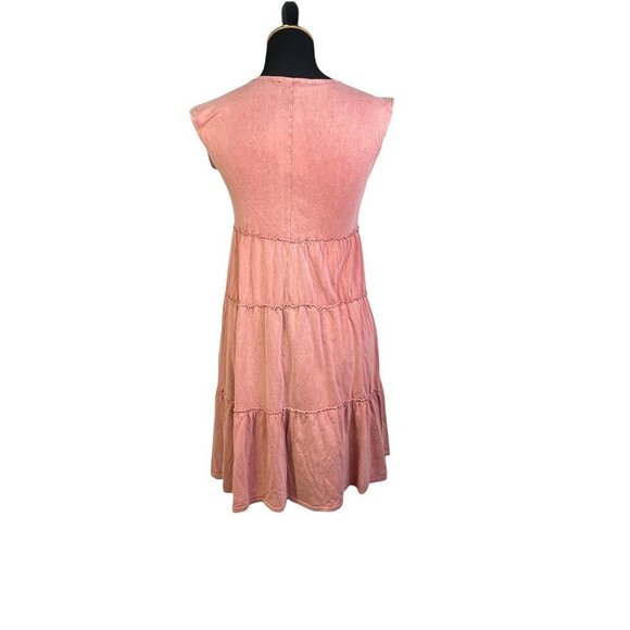 For The‎ Republic Womens Tiered A Line Dress Pink Heathered Scoop Neck XS New - Picture 2 of 5